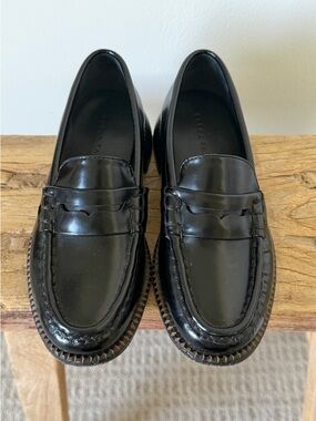 Freda Salvador Elba Penny Loafer Black Spazolatto leather